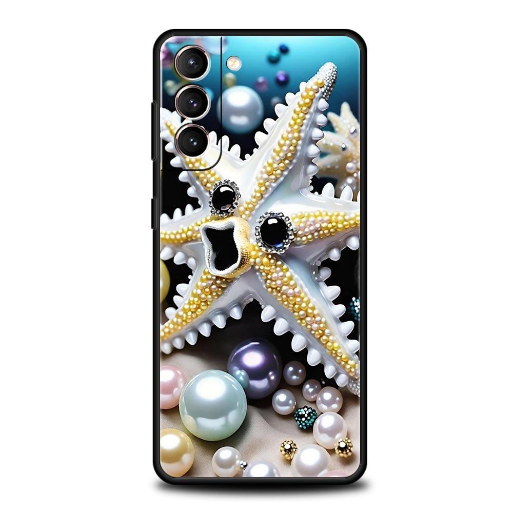 Ocean Coastal Seashell Seaweed Pattern Phone Case for Samsung Galaxy S26 S25 S24 S23 S22 S20 S21 FE Ultra S25 Edge Plus Soft TPU