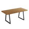Industrial Dining Table for 4-6 People, 160cm Rectangular Solid Wood Kitchen Table with Sturdy Metal Legs, Ideal for Dining Room