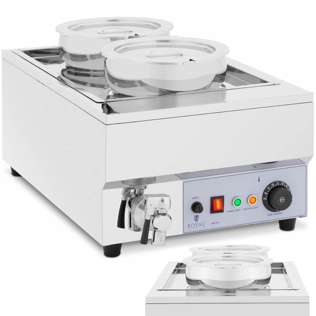 Stazione riscaldatore elettrico a bagnomaria per zuppa fonduta cioccolato 1500 W 2 x 7 l
