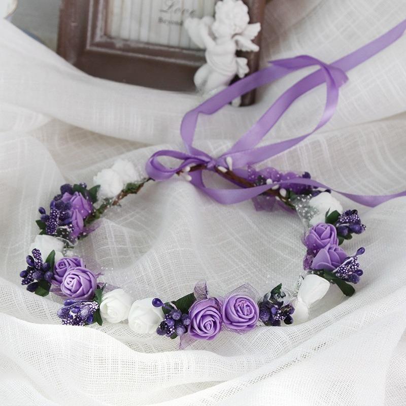 Rosenkranz Blumen Haarring Braut Brautjungfer Kopfschmuck Stirnband Hochzeitsfoto Küstenfotografie Requisiten