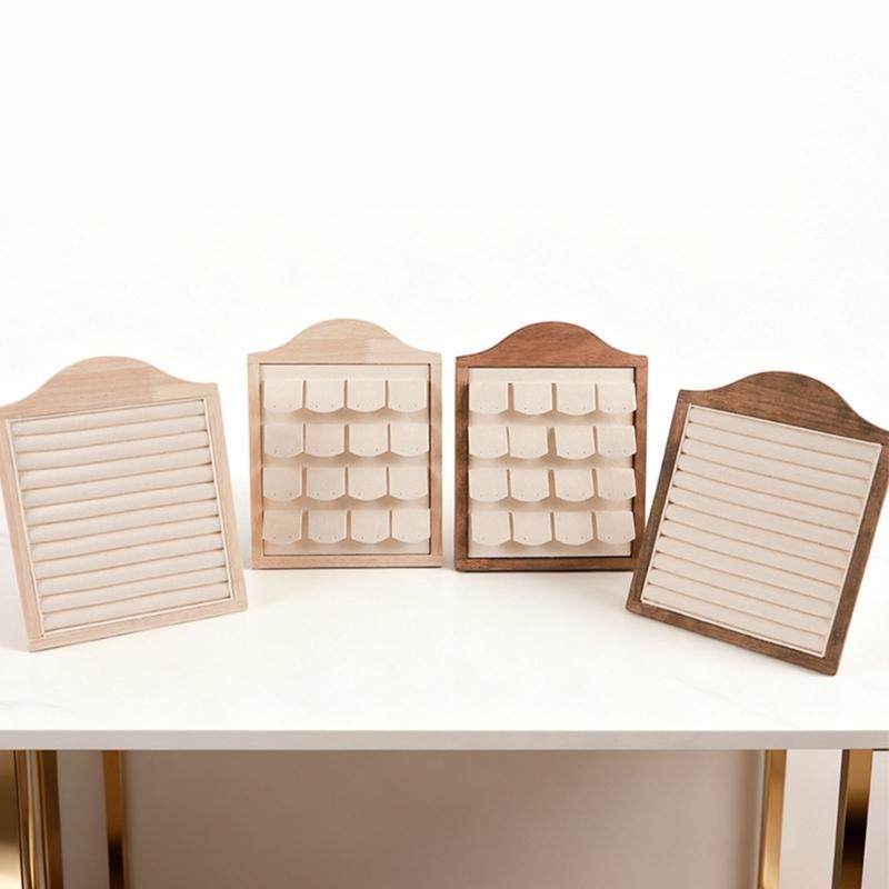 Walnut Wood Multiple Rings Display Stand Sturdy Structure Ideal For Jewelry Shops And Exhibitions