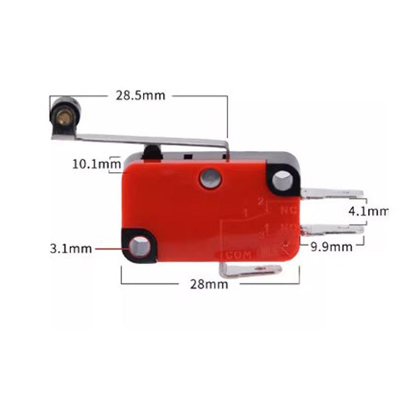 5pcs V-156-1C25 Micro Switch 16A 250VAC SPDT Momentary Travel Limit Switch 1NO1NC Lever Roller