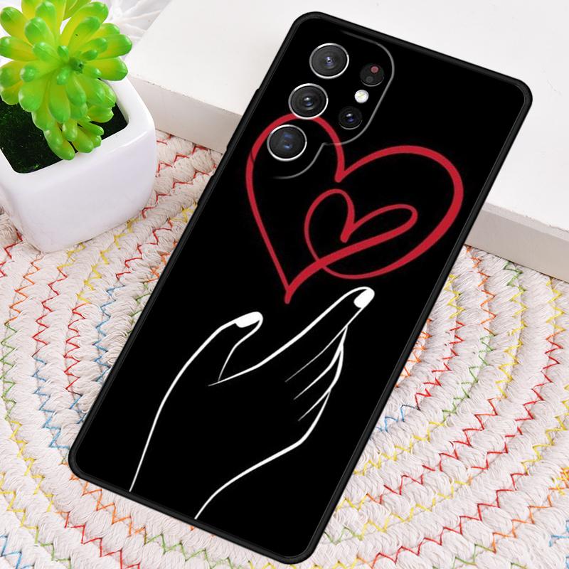 Hand Holding Moon Finger Heart Silicone Phone Case For Samsung Galaxy note 10 pro S26 S25 S24 S23 S22 S21 Plus Ultra Capa Cover