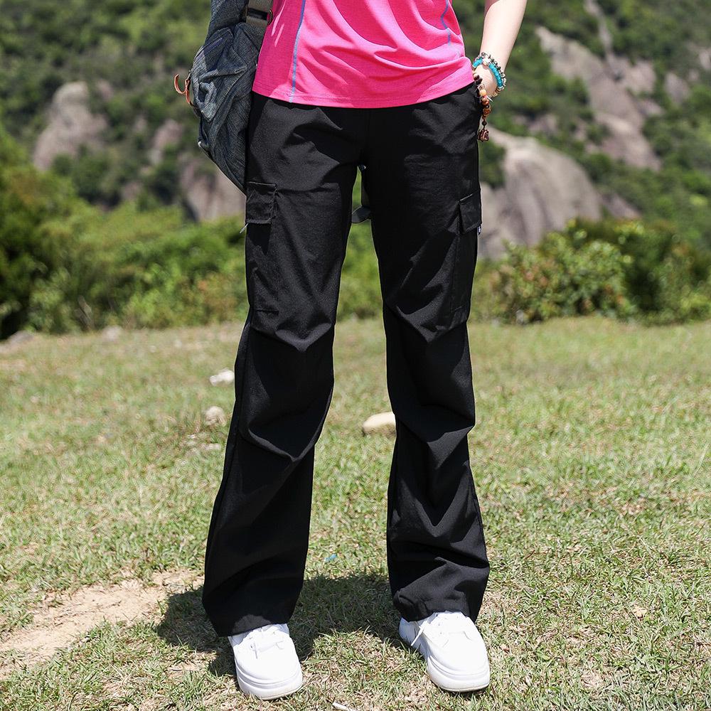 Dámské lehké rychleschnoucí cargo kalhoty: Prodyšné, vícekapsové, s manžetami, outdoorové sportovní kalhoty