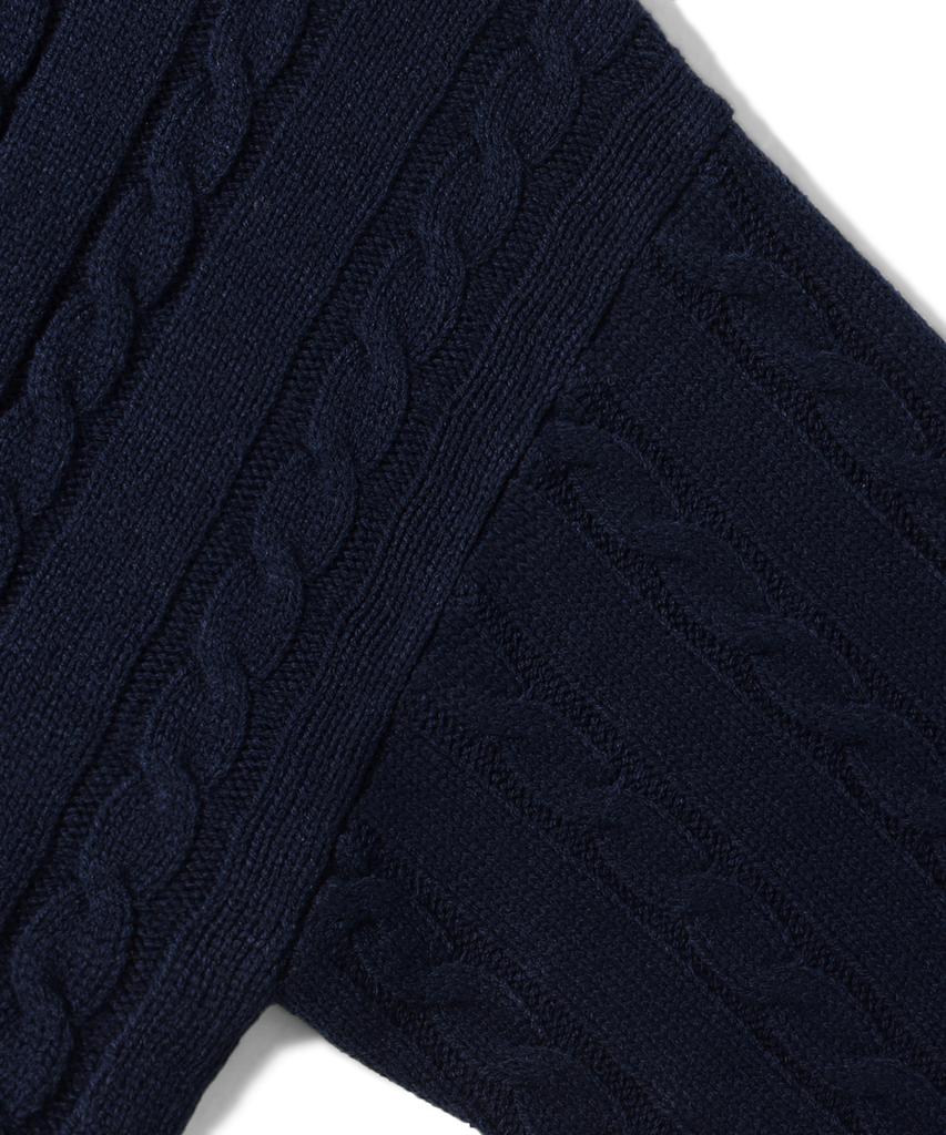 TRILLION Washable Half-Zip Collared Cable Knit (Current Navy)