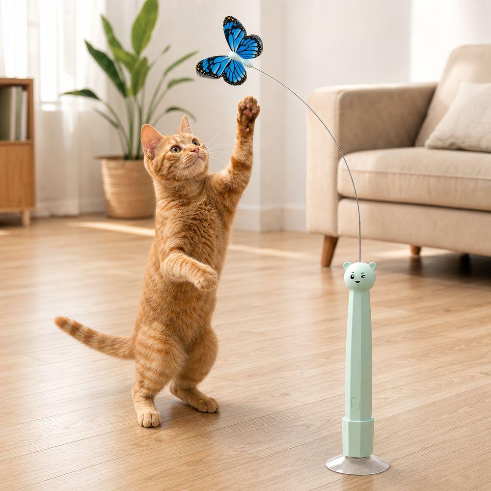 Suction Cup Base Electric Butterfly Cat Toy Electric Rotating Automatic Cat Toy Pet Gifts