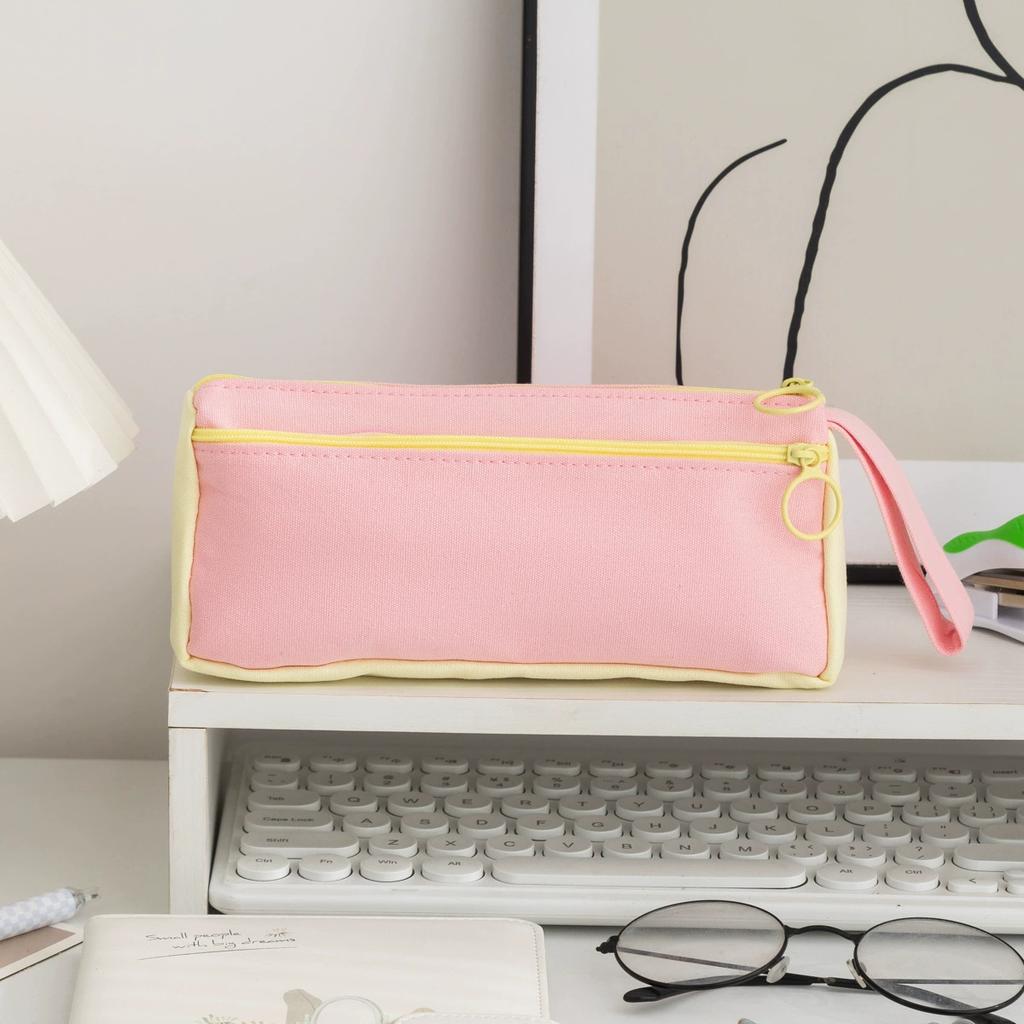 Korean style simple aesthetic pencil case for kids boys and girls large capacity stationery organizer with zipper design for school