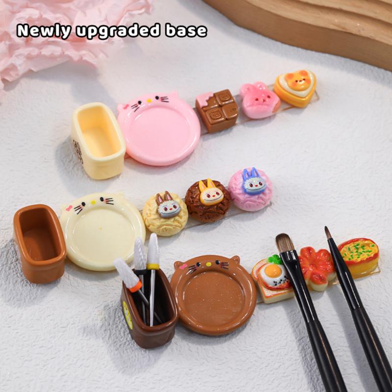 Sevimli Hayvan Plastik Nail Art Kalem Tutucu Uzun Şerit Ekmek Çok Bölmeli Kalem Saklama Rafı Masaüstü Renkli Boyama Kalemi Gösteri Rafı