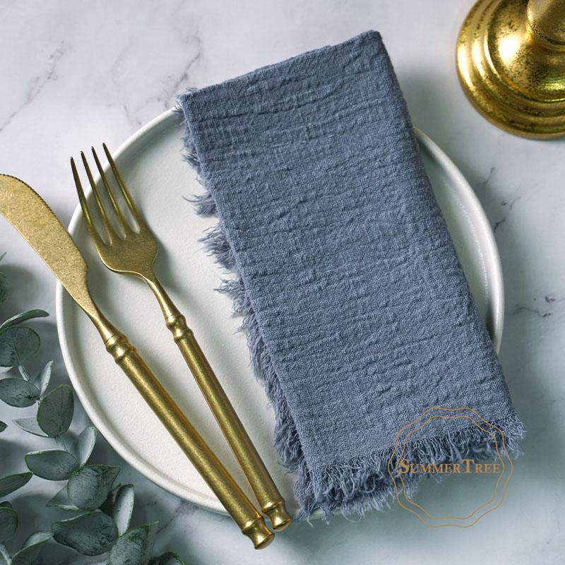 20PCS Napkins 41x41CM Cotton Cloth Gauze Retro Burr Rustic Kitchen Tea Towel Wedding Party Dinner Christmas Napkin Table Decor