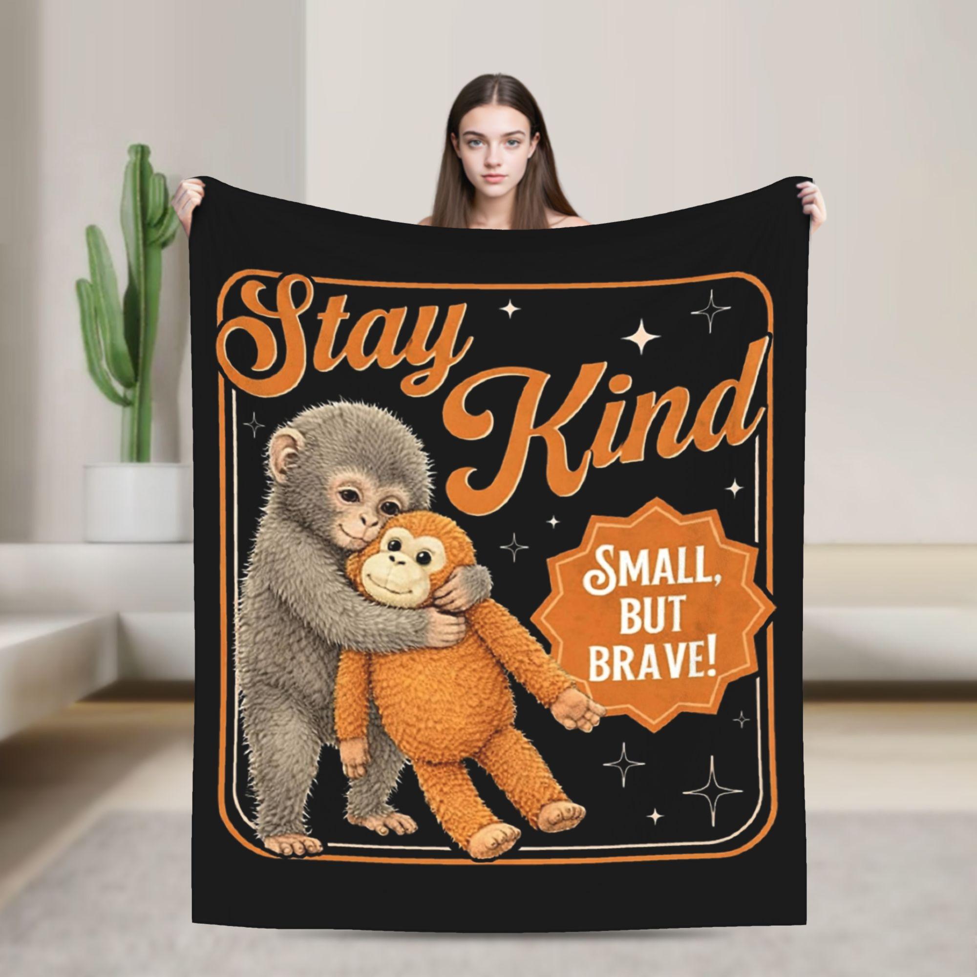Team Punch Monkey Small but Brave Blanket Plush Throw Blanket Airplane Travel Portable Soft Warm Bedspreads, 75X95CM