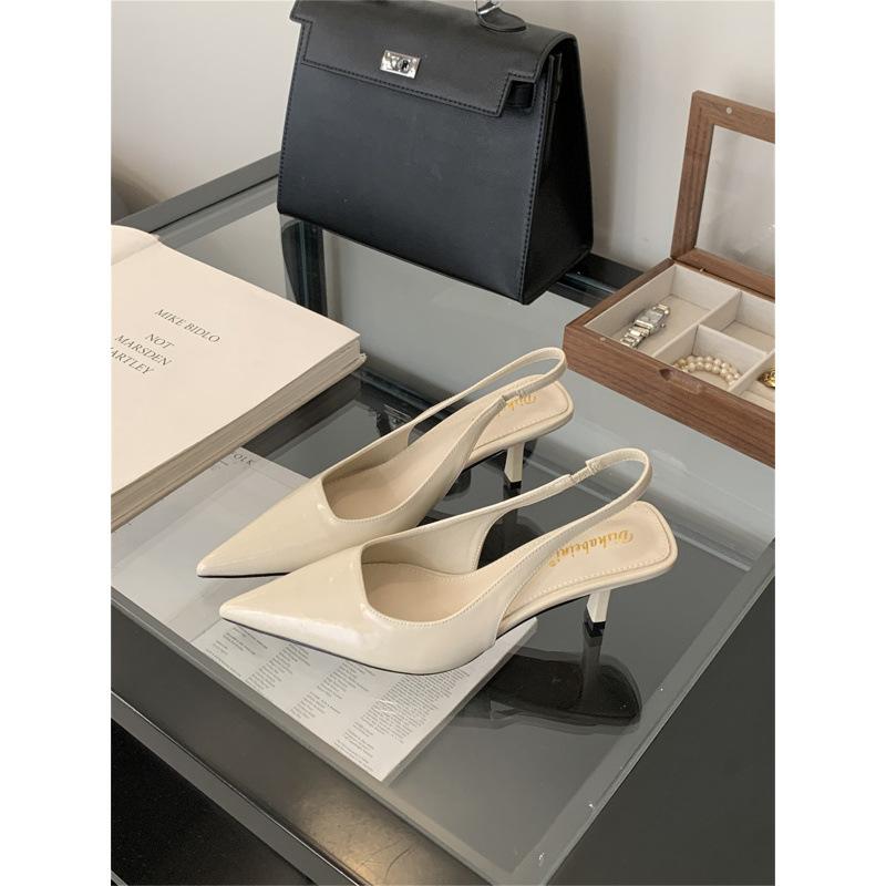 2025 spring and autumn new fashion versatile high heels pointed head temperament bag head sandals fairy shoes French rear