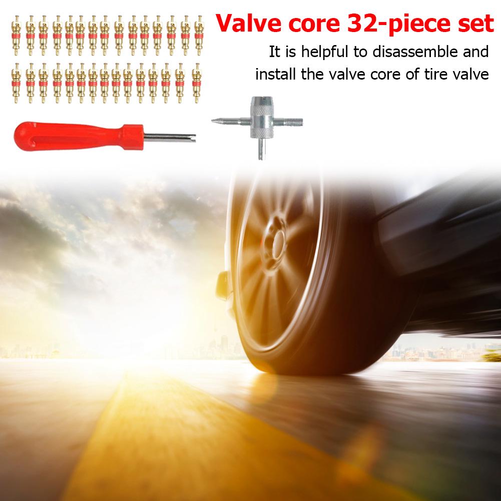 

FE# 30pcs Brass Valve Cores with Car Bike Tire Valve Core Remover + 4 Way Tool