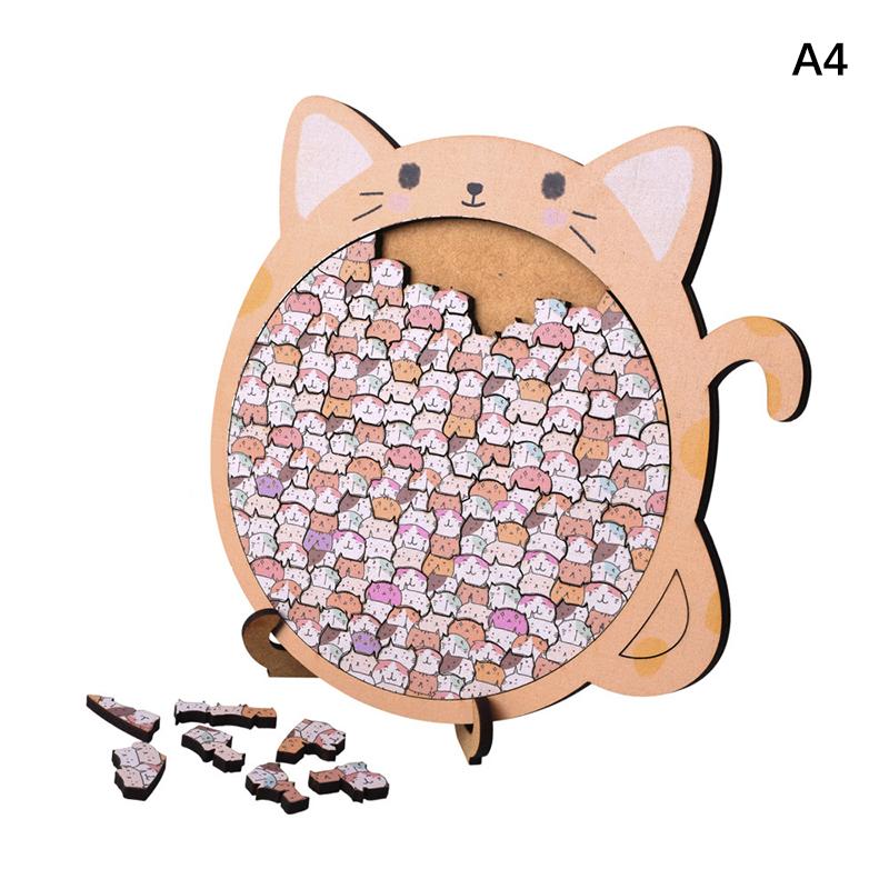 

Cat-Shaped Wooden Puzzle Bone-Shaped Jigsaw Puzzle Irregular Unique Animal Pieces Decorative Gift Stress Relief Home Decor