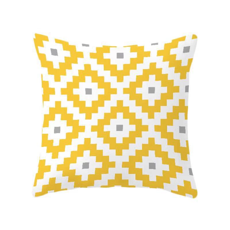 Yellow Geometric Theme Throw Pillow Covers With Digital Printing Of Short Plush Fabric Car-Shaped Sofa Cushion Office Home Decor