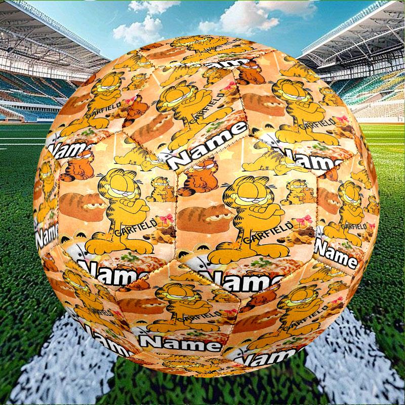 Custom Name Personalized Garfield Print Size 5 Soccer Ball Training & Match Football, for Team, Kicking, Gift for Football Enthusiasts