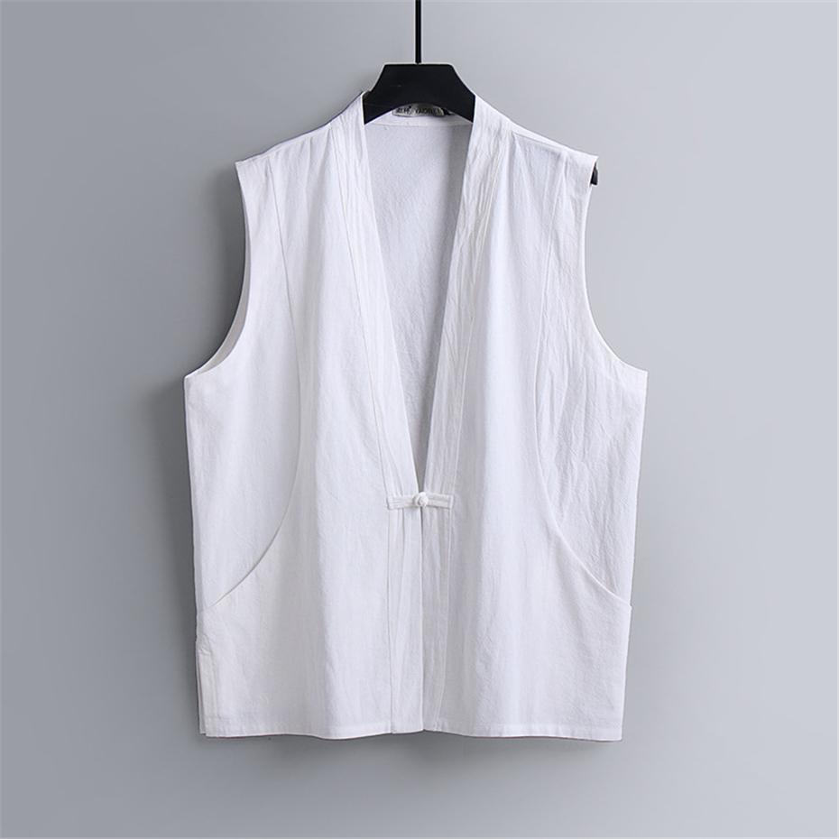 

Linen Vest Men Summer Tank Top Plus Size 9XL Fashion Casual Solid Color Vests Male Big Size 9XL білий