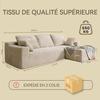 Right corner sofa 263x171x 59cm, free combination, without assembly 4-seater L-shaped sofa with beige corduroy chaise longue