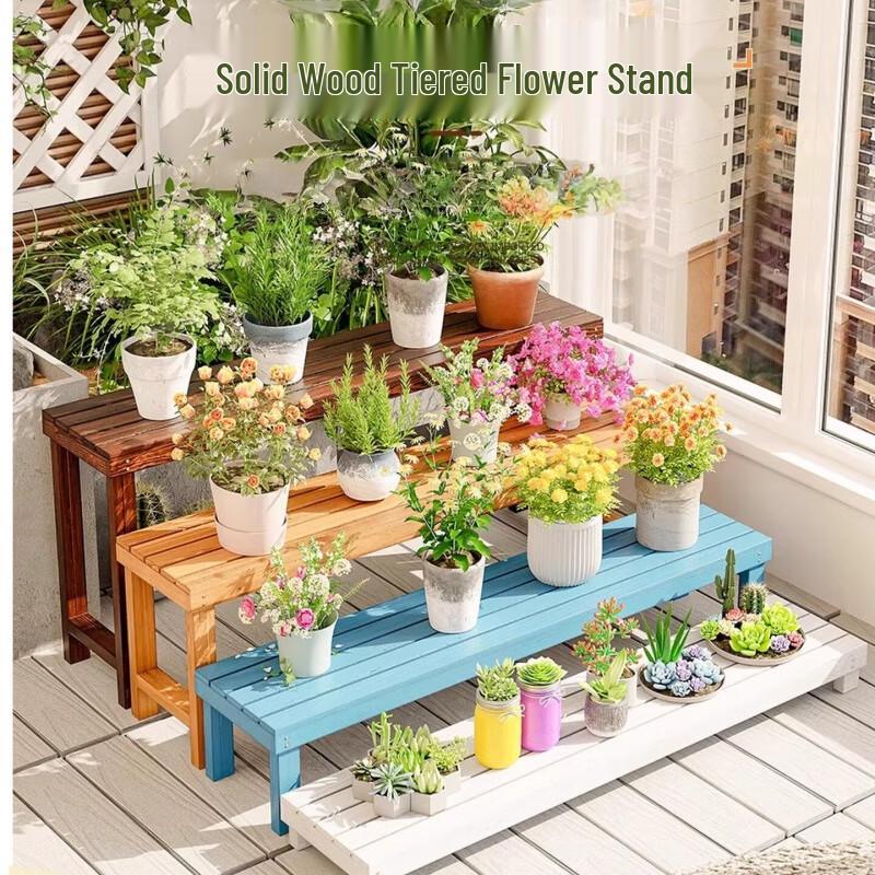 Solid Wood Multi-Tier Plant Stand