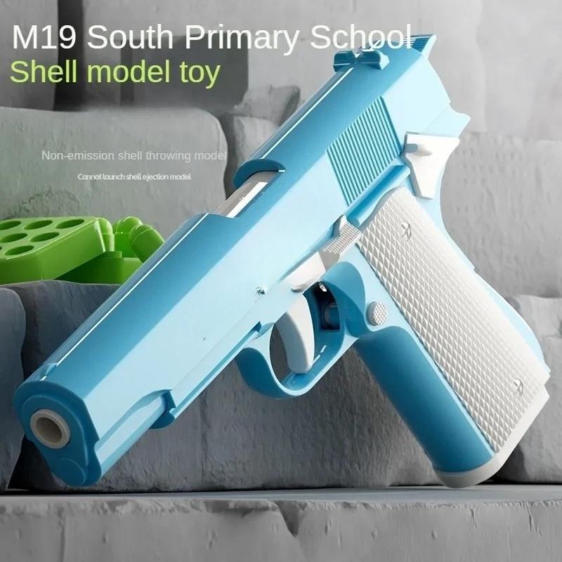 Pistol de jucărie colorat cu ejectare de cartuș, replică nefocabilă cu ejectare manuală a cartușelor, jucărie fidget pentru ameliorarea stresului, element de afișare unic, cadou pentru băiat