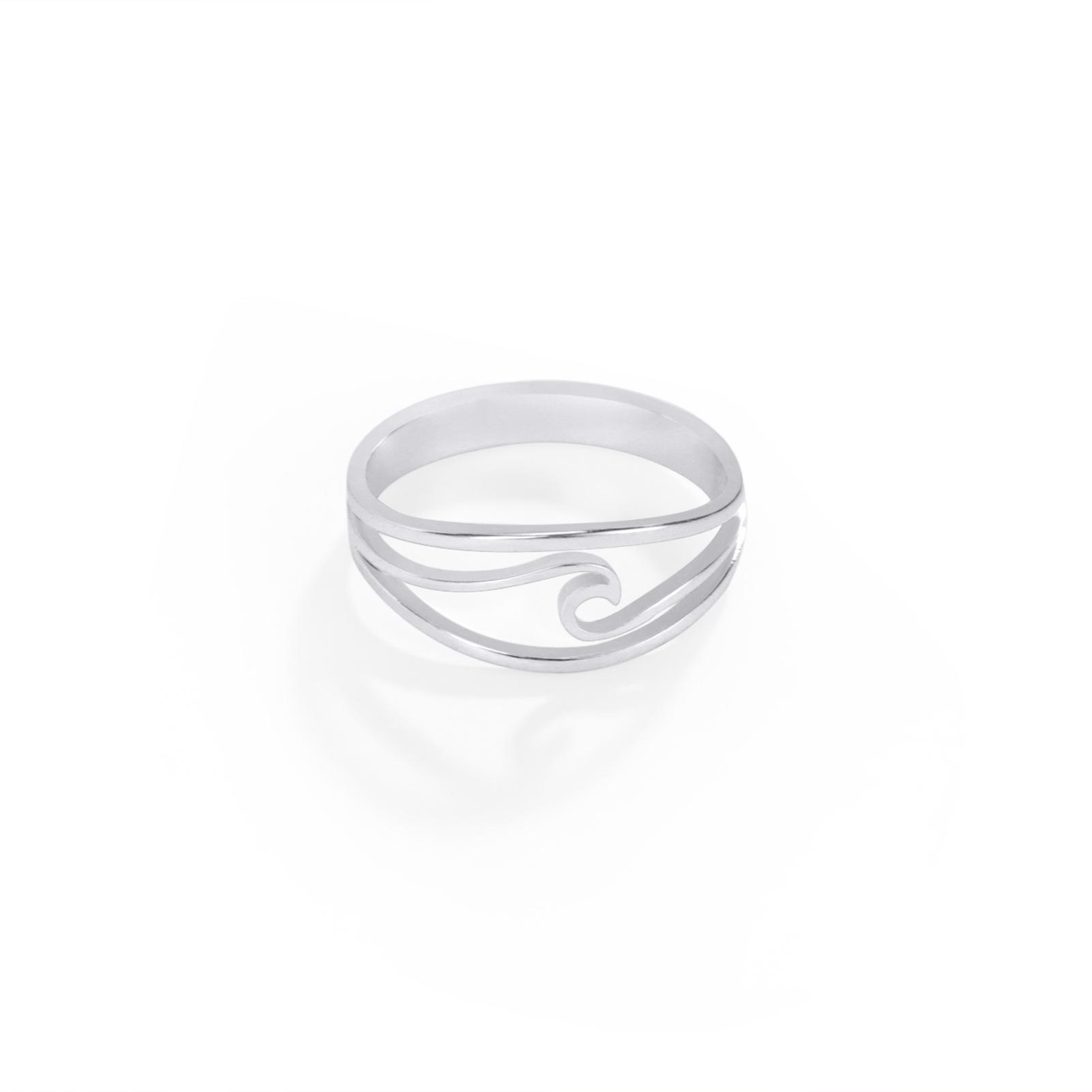 Minimalist Wave Ring Unisex Fashion Ocean Surf Jewelry Birthday Gift No. 7