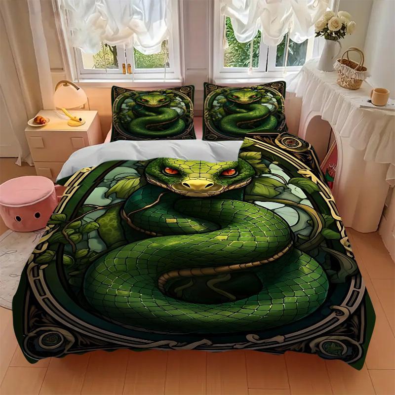3pcs Serpent Ornament Duvet Cover Set - Machine Washable, Includes 1 Cover and 2 Pillowcases, No Core Included Yy251013067
