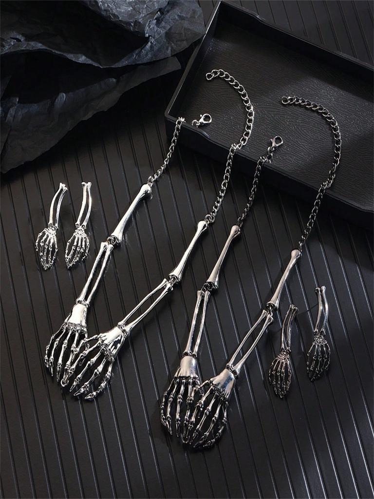 Fashionable Gothic Punk Exaggerated Retro Necklaces, Necklaces, Earrings Set, Halloween Accessories