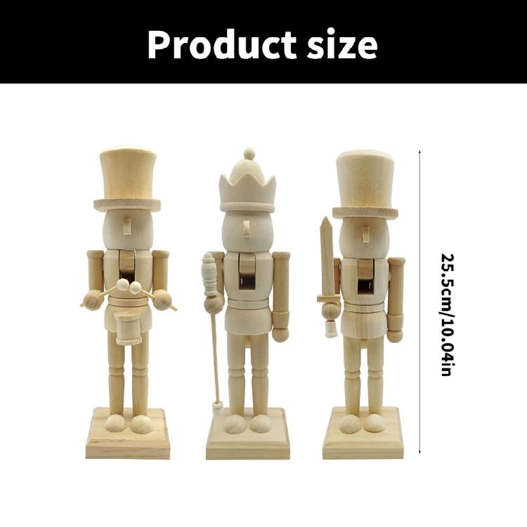 Christmas Unfinished Nutcrackers 25.5cm Unfinished Wood Nutcrackers Christmas Painting Nutcrackers Figures Decorations