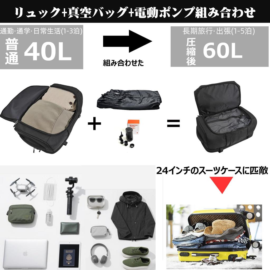 KINGSLONG Business Backpack, Vacuum Backpack, Travel Backpack, Large Capacity 40-60L, Carry-on Size, Multifunctional, Fits 15.6-17.3 Inch Laptops,