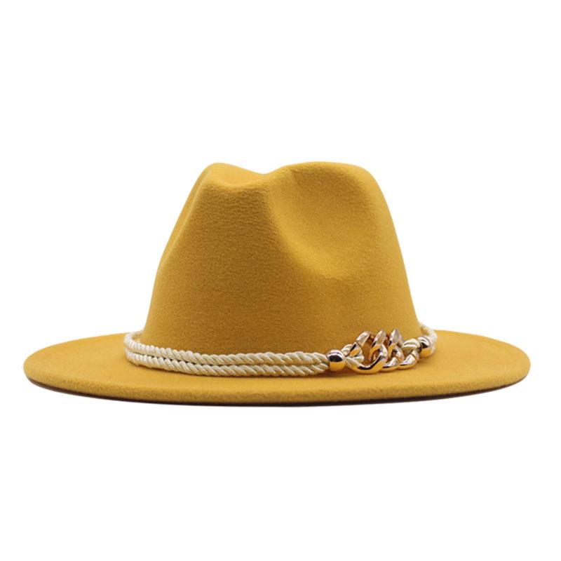 

Wool Felt Jazz Hat With Wide Brim For Women And Men Sun Protection And Style Yellow