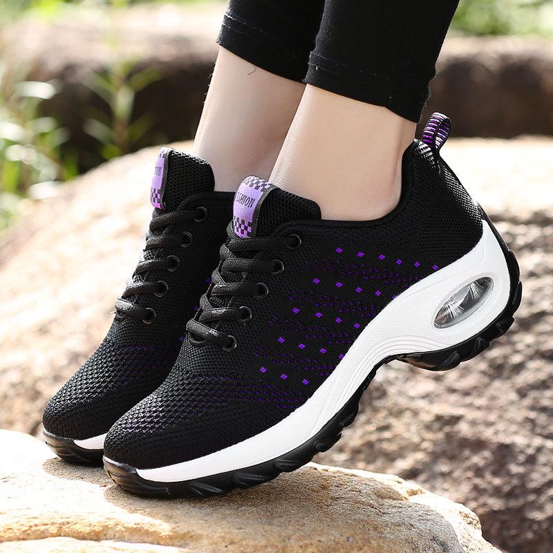 2025 Autumn and Winter New Fly-woven Rocking Shoes Women's Platform Lightweight Versatile Lace-up Dance Shoes Mother Casual Shoes