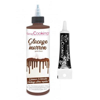 Chocolate-flavored Icing 130 G Brown + Black Icing Pen