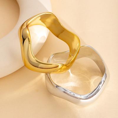 Electroplating Ccb Irregular Wide-Sided Bracelet Light Luxury High-End Glossy Bracelet Retro High-End Jewelry