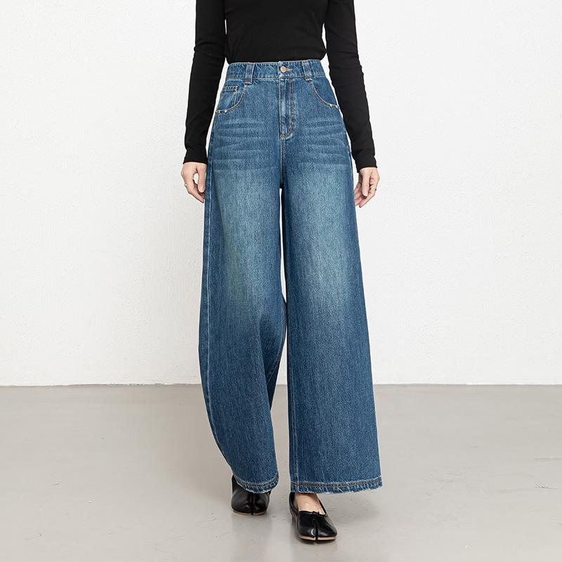 2026 Spring Women’s High-Waist Wide-Leg Casual Jeans M синий