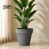 Large Resin Flower Pots for Indoor Plants Round Planter with Drainage Hole, 12 Inch Dia Stone-Look Sturdy Backyard Landscaping Pot, Modern Minimalist
