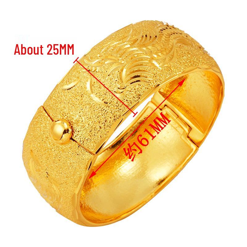Gold Dragon & Phoenix Bracelet - Wedding & Festive Jewelry for Women