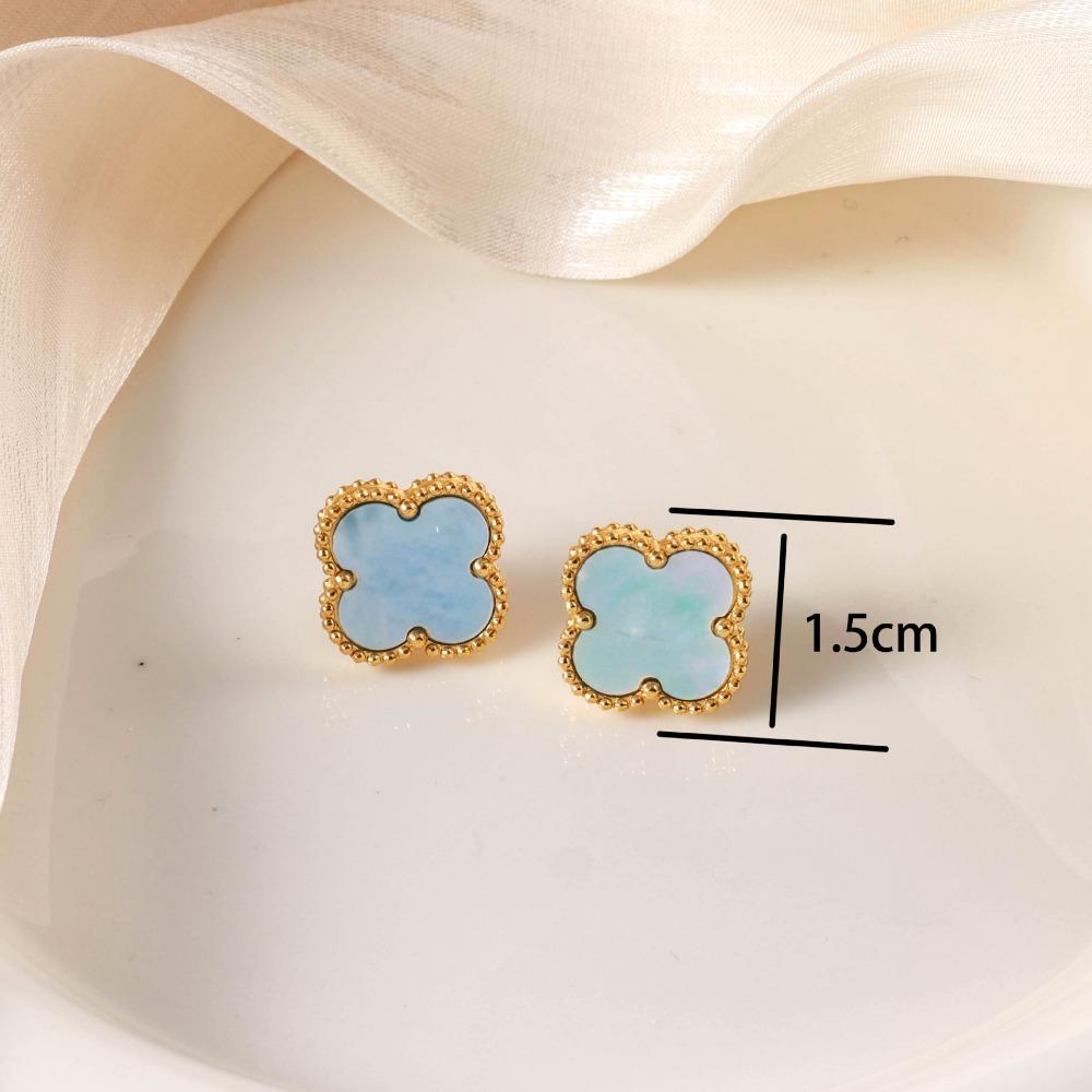 Neue Kleeblatt Ohrstecker Luxuriös Stilvoll Minimalistisch und Elegant 15mm Titanstahl Ohrringe