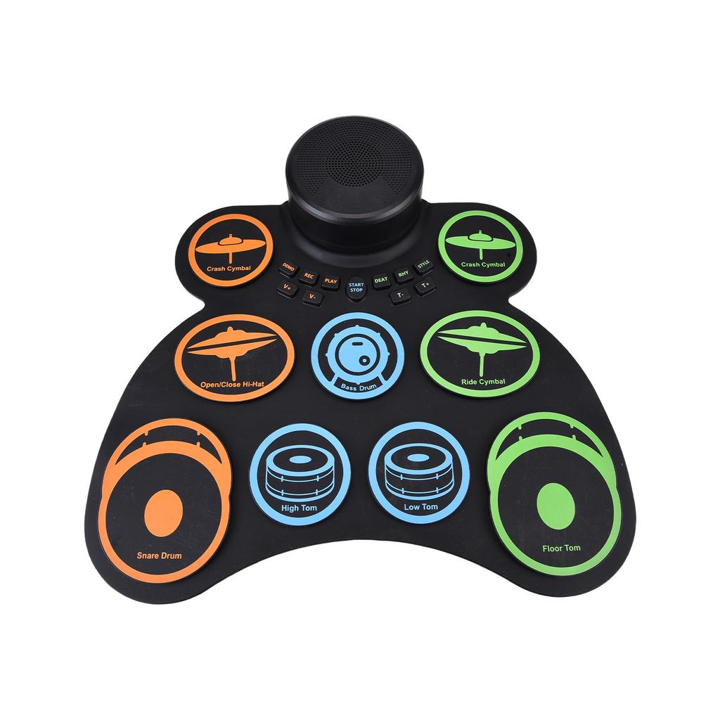 Electronic Drum Set with 2 Speaker Roll Up Drum Pad 9 Pads Supports MIDI Various Audio Connection Headphone Jack 18