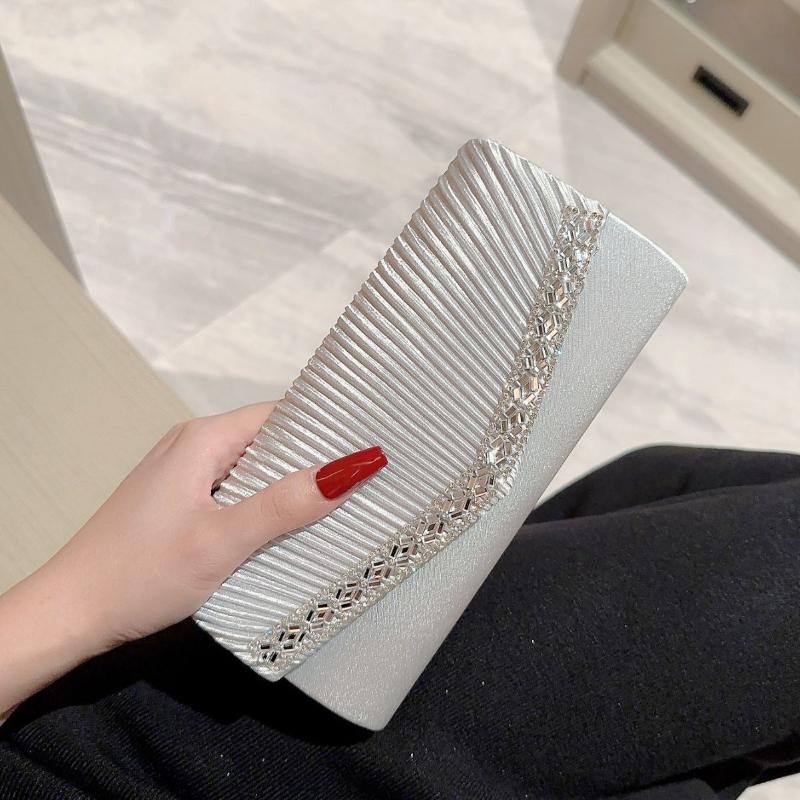 Women Evening Clutch Bags Elegant Luxury Female Silver/Black/White Clutch Wedding Purse Party Handbag Ladies Chain Shoulder Bags