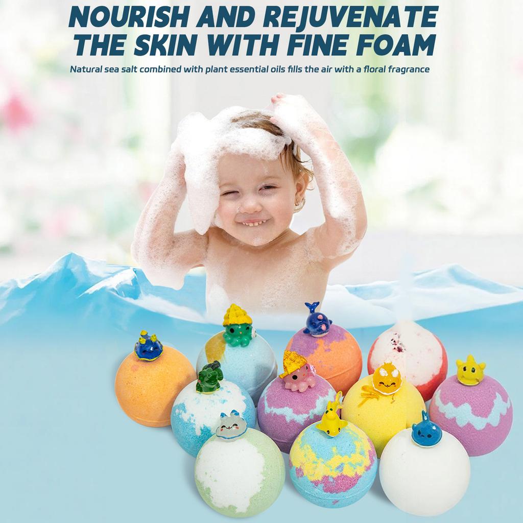 Children's Ocean Surprise Bath Ball Set (12-piece), Bath Balls With Hidden Animal Toys Inside