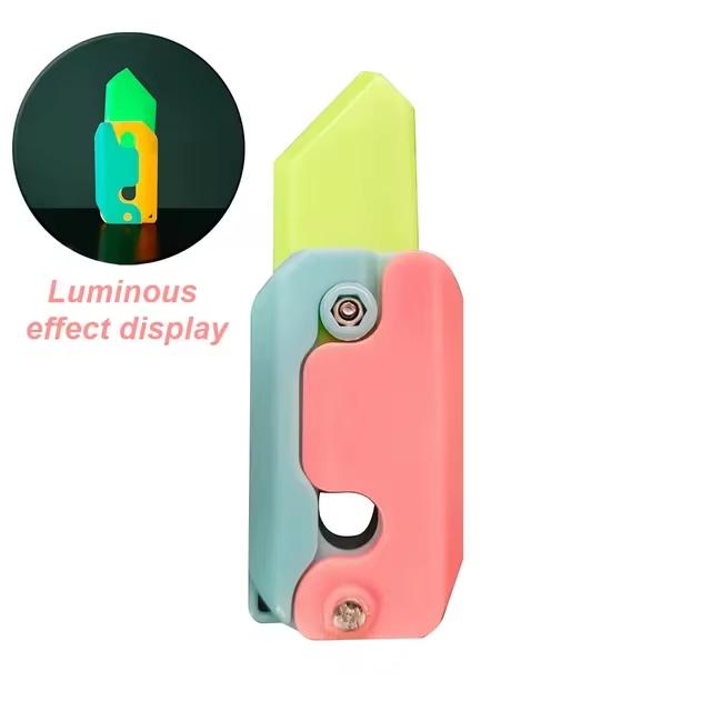 Adults Glowing Fidget Sensory Toys Small Plastic Retractable Carrot Knife Prop Stress Relief 3D Printed Gravity Radish Knife Toy