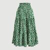 Printed Pocket Spliced Elastic Waist Midi Skirt Women Elegant Commuter Style