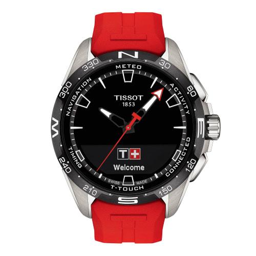 Tissot Men's T-Touch Connect Solar Watch, Black Dial, Rubber Strap, T1214204705101, Officially Imported