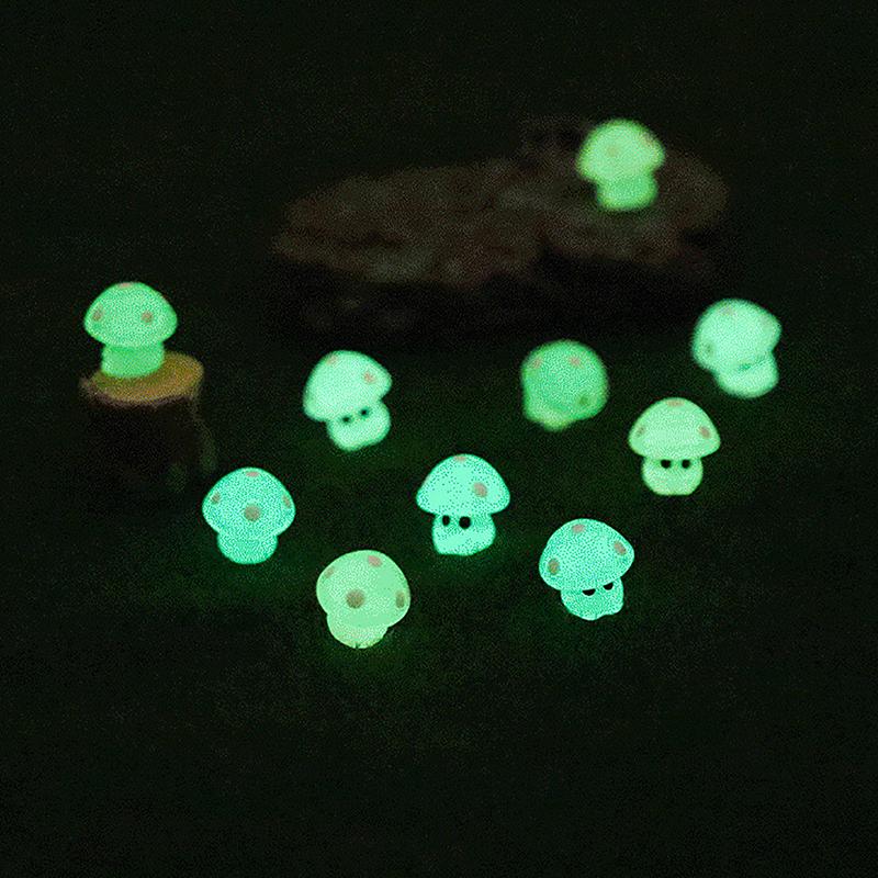 7Pcs Micro Landscape Ornaments, Luminous Mushroom Elf Figurines, Simulated Resin Handicrafts For Landscape Decoration Ornaments