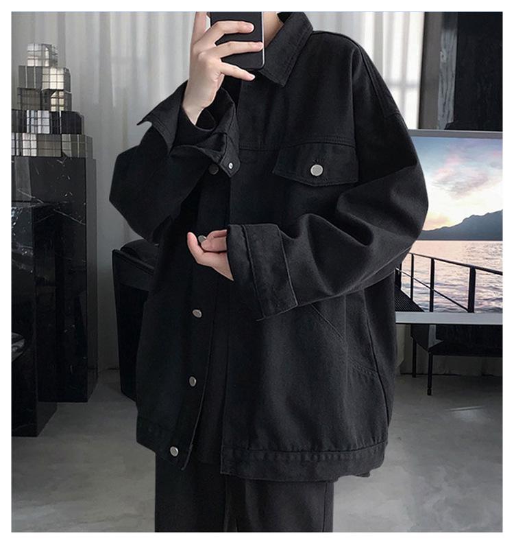 Pánská trendy volná džínová bunda - Velká, ležérní všestranný svrchní oděv na podzim/zimu