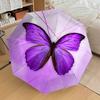 Purple Butterfly Auto Open Close Umbrella, Portable Tri-Fold Design with 8-Bone Iron Frame, Gift for Fans, Travelers, Daily Use, Perfect Pre