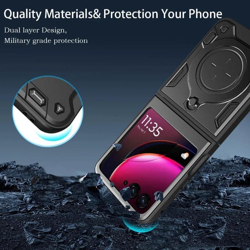 Slide Cover for Motorola Moto Razr 60 Ultra 50 40 Ultra Razr Plus Case Ring Stand Holder Shockproof Camera Protection Capa