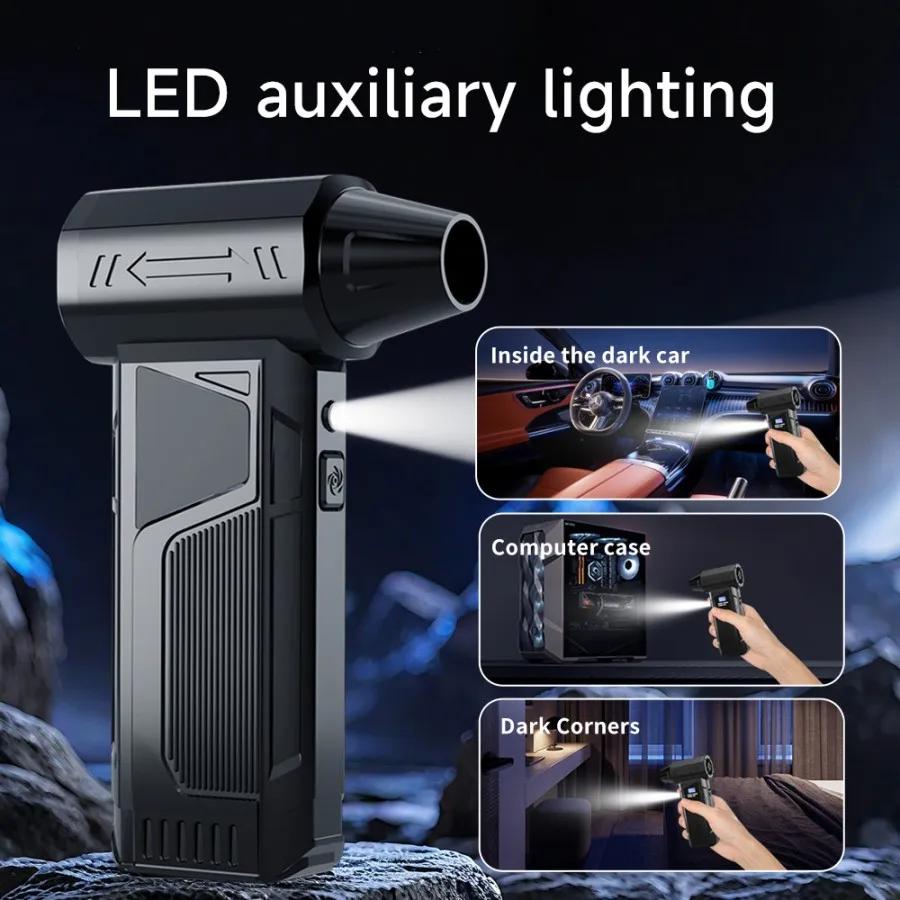 Super Powerful Turbo Air Blower - 180000 RPM Turbo Jet Fan,- Brushless Motor, 52m/s 4 Speed LED Light, 6000mAh Battery, Snow Blo