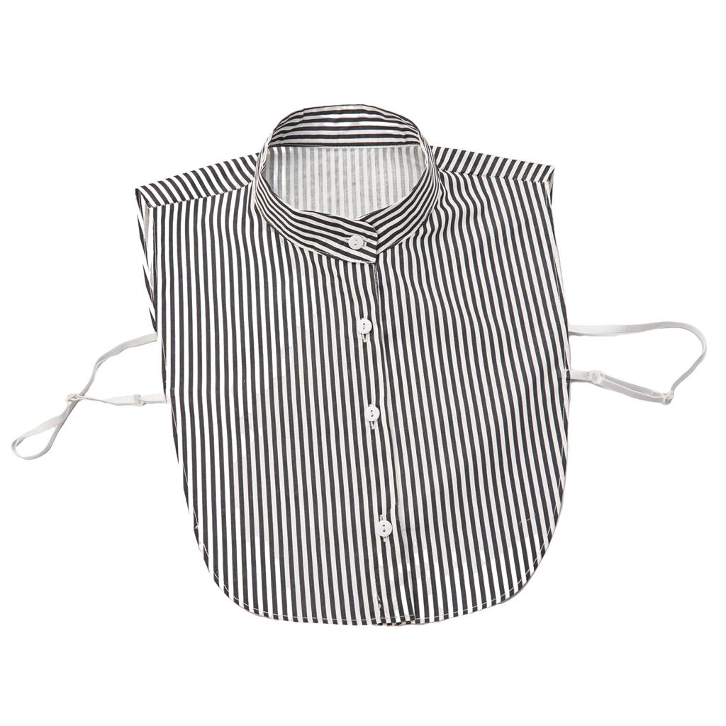 Women's Detachable False Collar Insert Elegant Striped Lapel Faux Half Shirt Blouse Collar Top for Sweater and Dresses