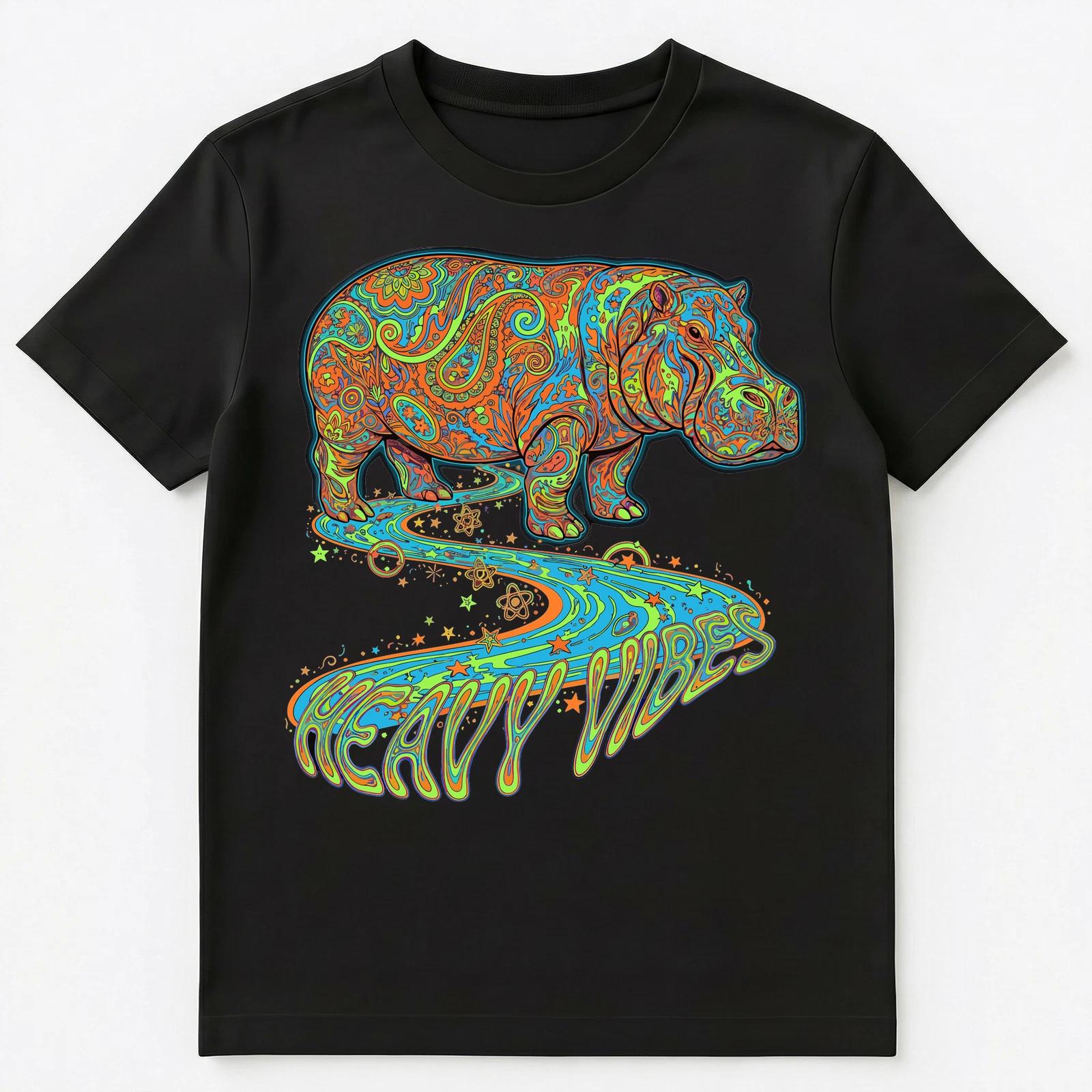 

Hippo Enthusiast Psychedelic Heavy Vibes Hippie Culture Unisex T-Shirt M