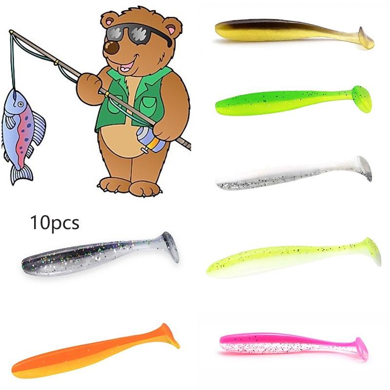 Fishing 10pcs Ttail Soft Lure Grouper Snapper Snakehead Perch Bait Longcasting